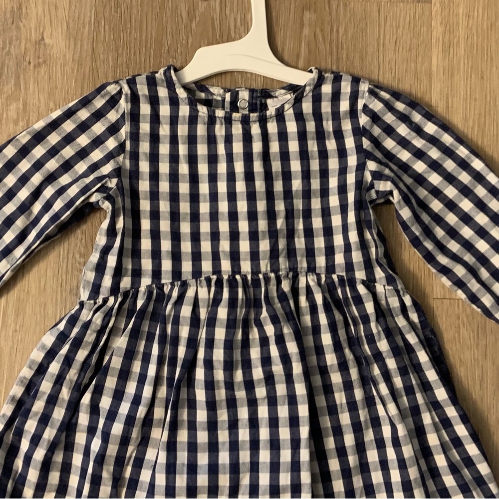 Carter's Girl's Size 24 Months Navy & White Checkered Casual Long Sleeve Dress - Picture 2 of 8
